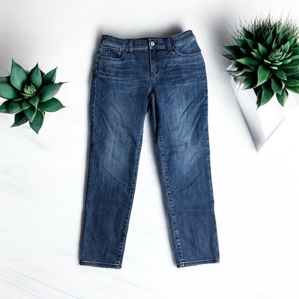 Chico's So Slimming Girlfriend Slim Leg Ankle Jeans Women 4R Blue Denim Stretch